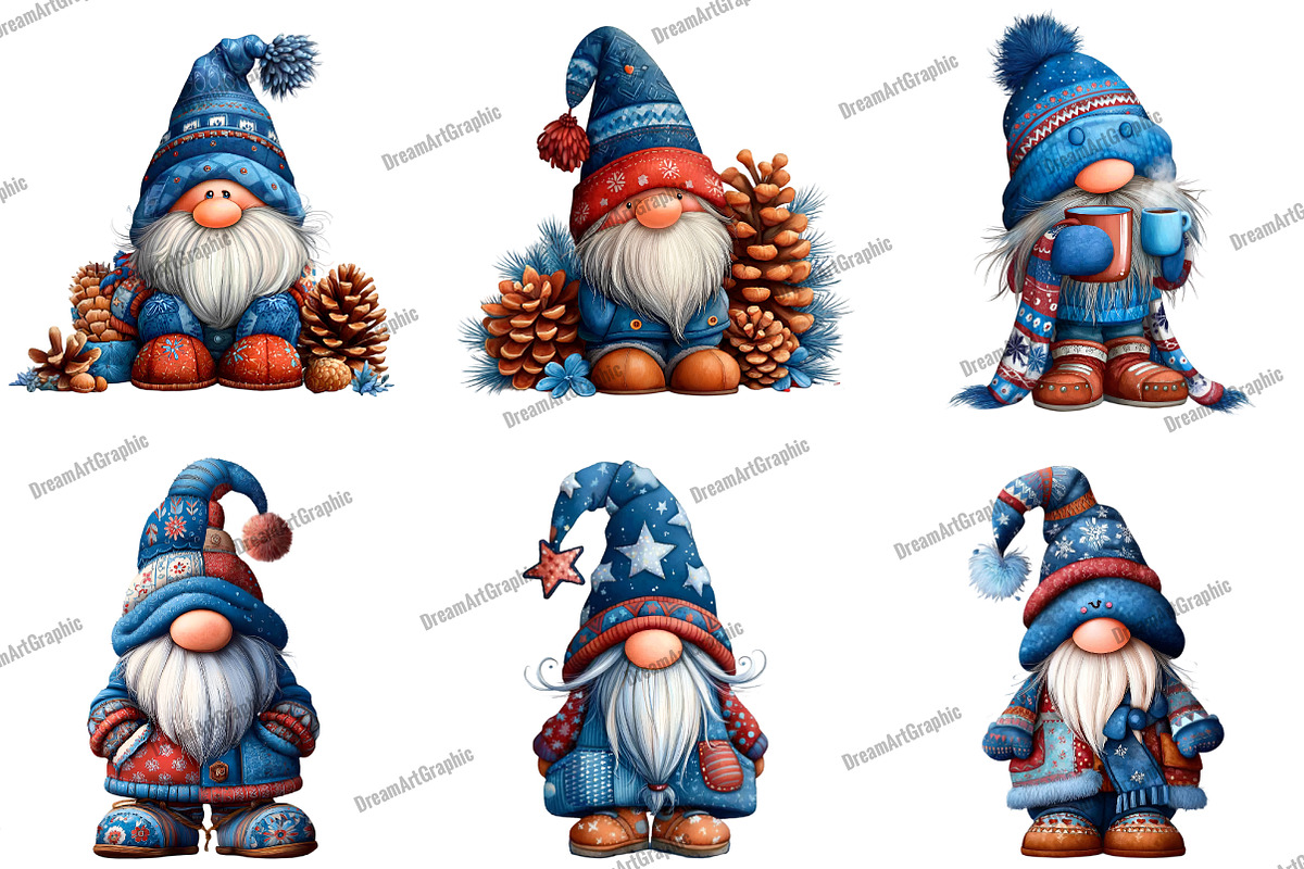 Winter Patchwork Gnome Clipart, an Illustration by DreamArtGraphic (Photo 2 of 4)