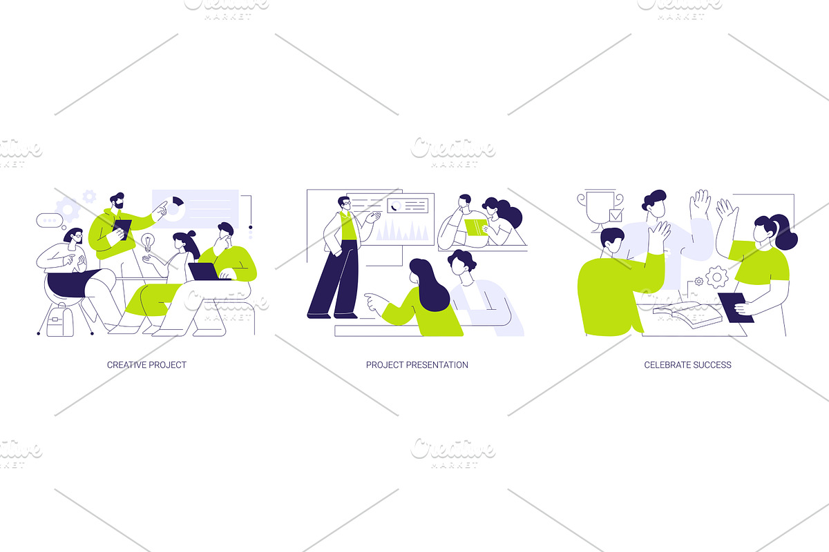 Students project isolated cartoon, an Education Illustration by Visual Generation