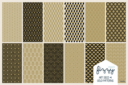 12 x EPS JPG Art Deco Gold Patterns