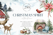 Watercolor Christmas spirit clipart, a Decorative Illustration by Yuliya Derbisheva (Thumbnail 1 of 14)