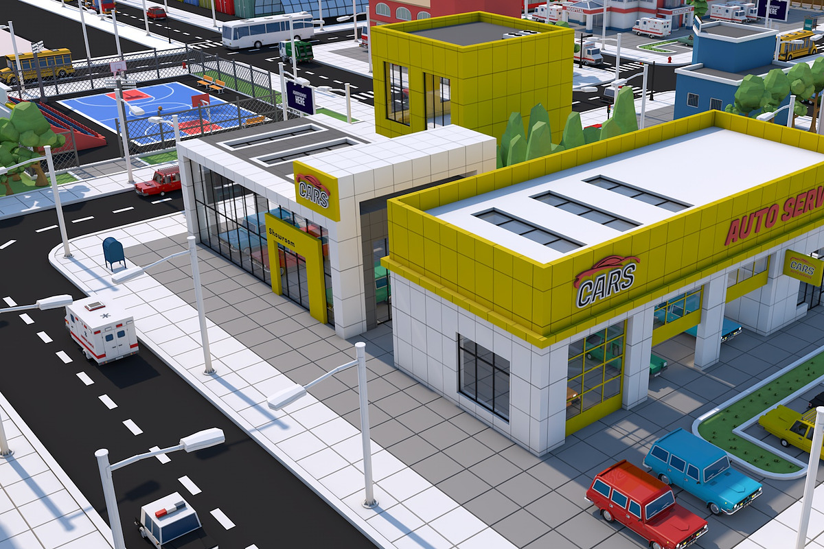 Low Poly City Town Pack, an Architecture 3D Model by multimedia4ds (Photo 6 of 41)