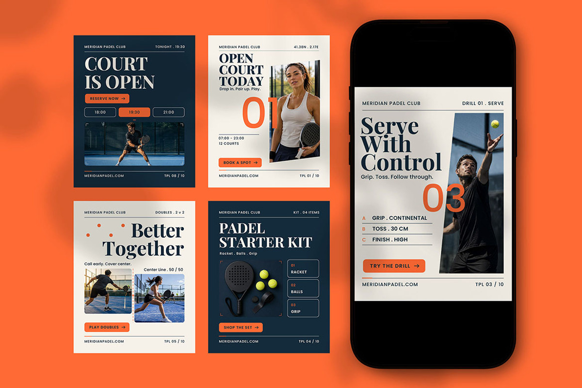 Modern Padel Club Instagram Carousel, a Social Media Template by Pitchlook.Studio (Photo 3 of 3)