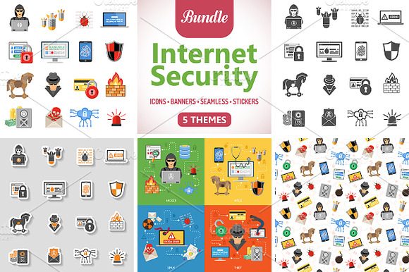 Internet Security Icons And Pattern