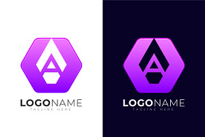 Modern Geometry Shape Letter A Logo