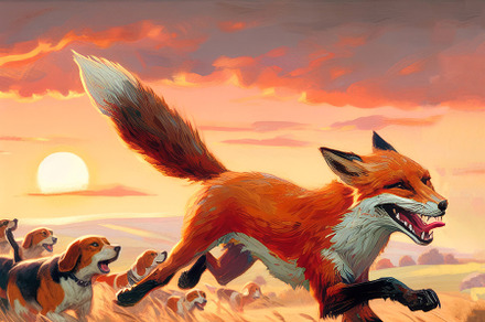 Digital painting of a fox running