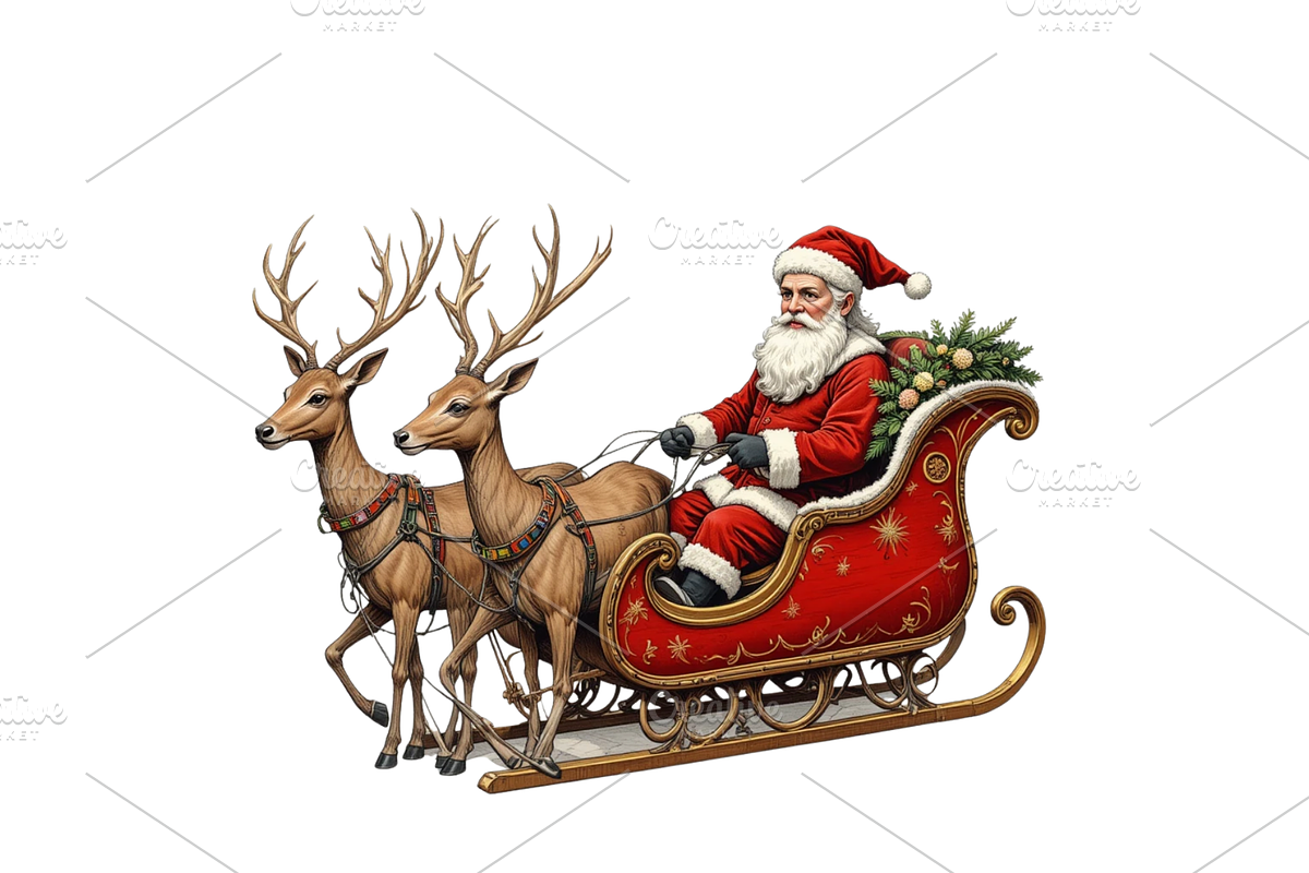 Retro Vintage Christmas Clipart, a Seasonal Illustration by Creative design (Photo 6 of 7)