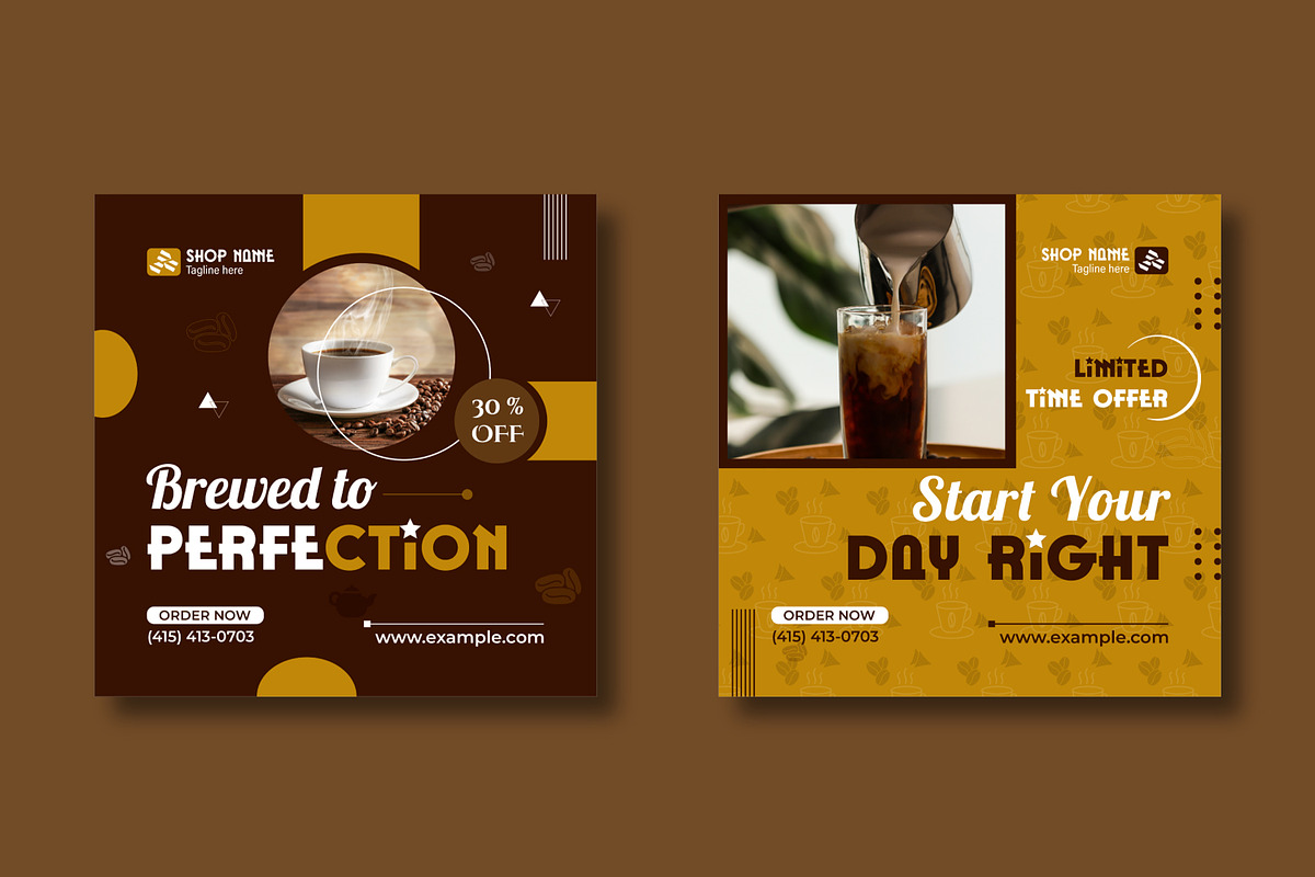 Modern Coffee Shop Social Media Post, a Social Media Template by MightyDesign (Photo 3 of 8)
