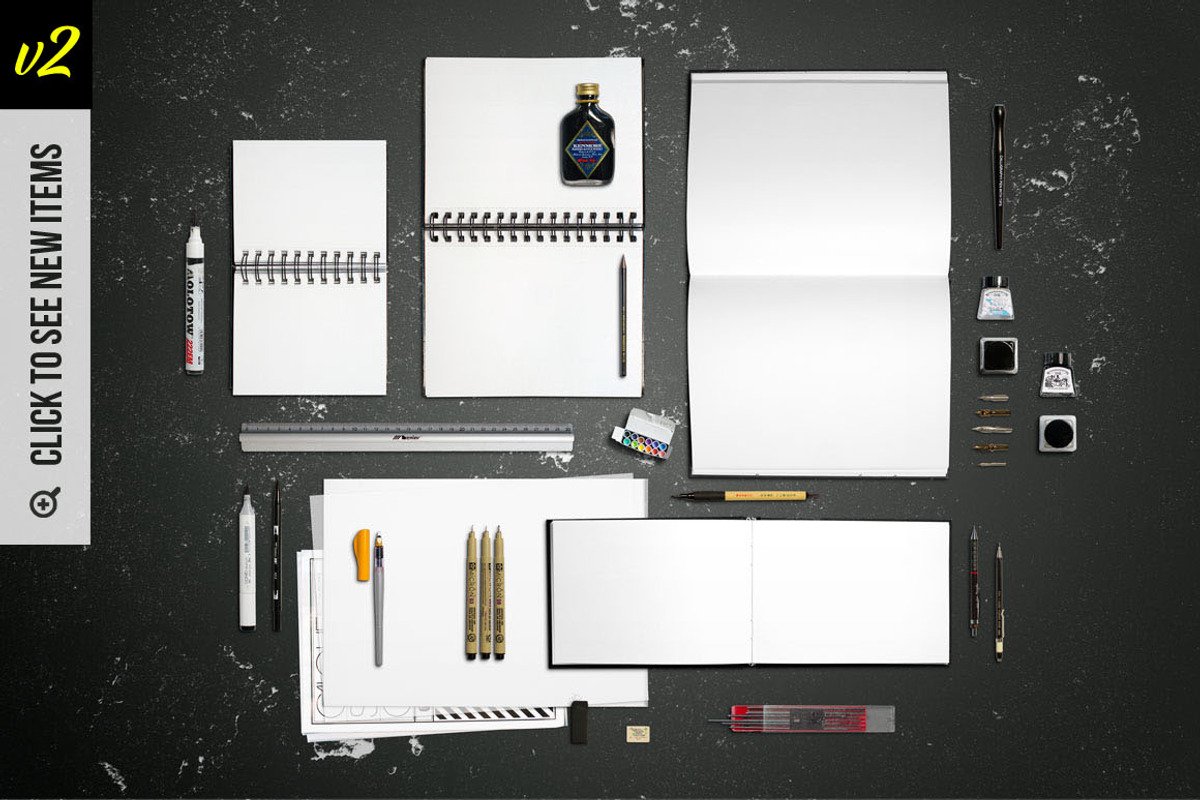 Calque Mockup Scene Creator, a Pens & Pencil Mockup by AwesomeMockups (Photo 1 of 5)