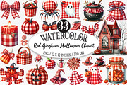 Watercolor Red Gingham Halloween, an Illustration by Designking (Thumbnail 1 of 5)