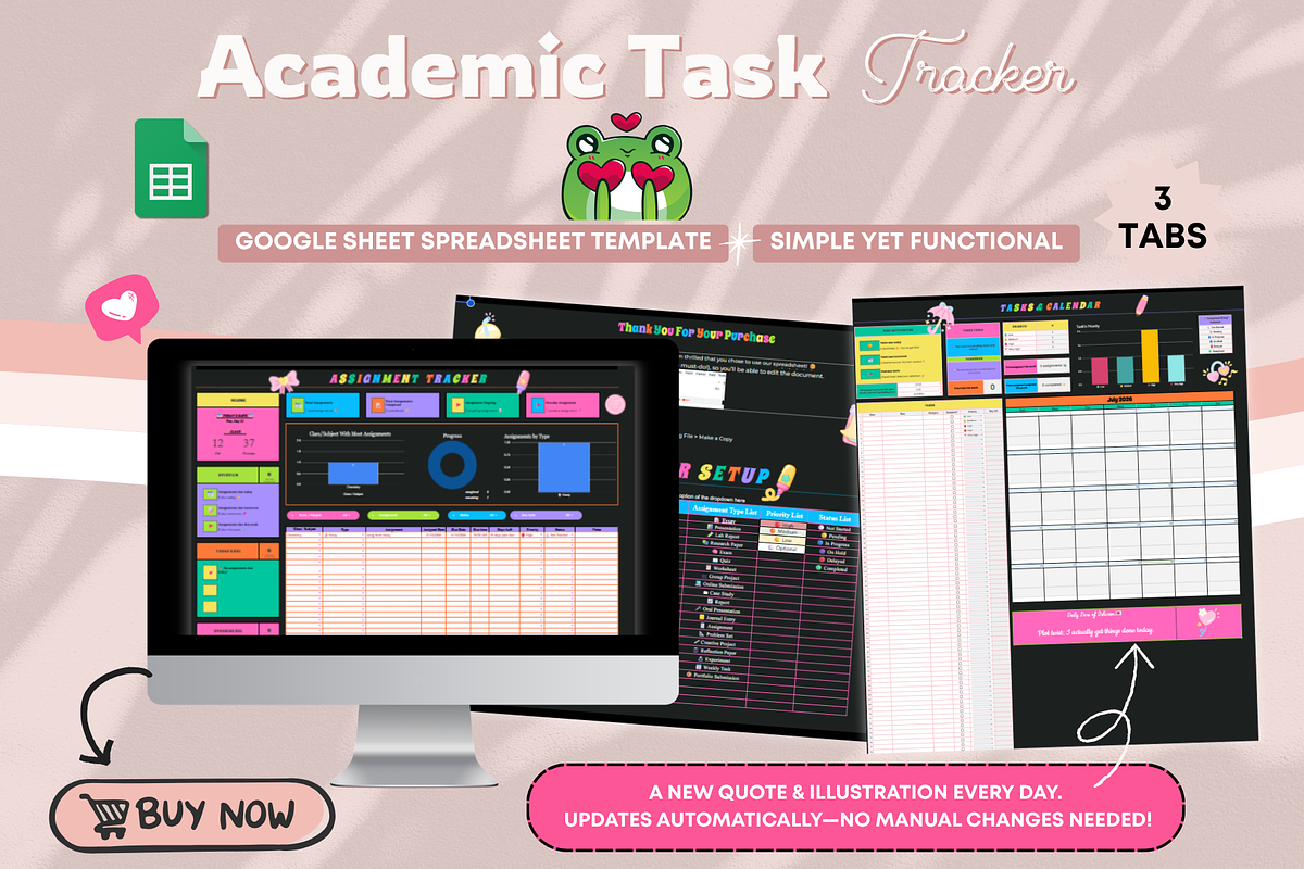 Academic Task Tracker Spreadsheet, a Stationery Template by bellaROSEworkshop (Photo 6 of 6)