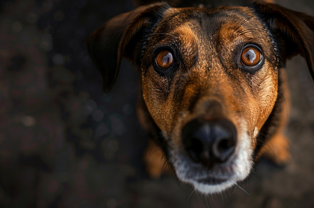 Sad look of a mixed-breed dog, an Animal Photo by MistyDay