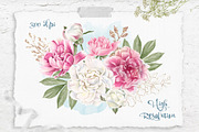 Watercolor flowers Peonies clipart, an Illustration by Yuliya Art (Thumbnail 3 of 18)