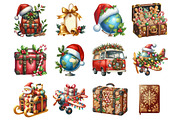Christmas Travel Watercolour Clipart, a Graphic by CitraGraphics (Thumbnail 3 of 4)