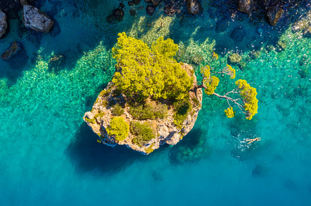 Aerial view on the beach and rocks., a Nature Photo by Landscape and travel