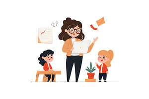 An illustrated female teacher with, a Person Illustration by Sergey Kotenev