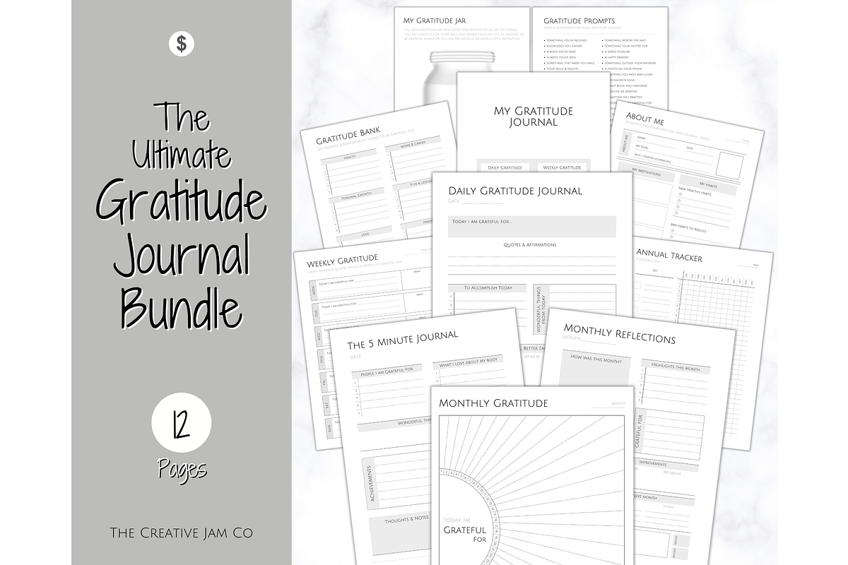 Printable Gratitude Journal BUNDLE, a Templates & Theme by Templatables (Photo 1 of 10)