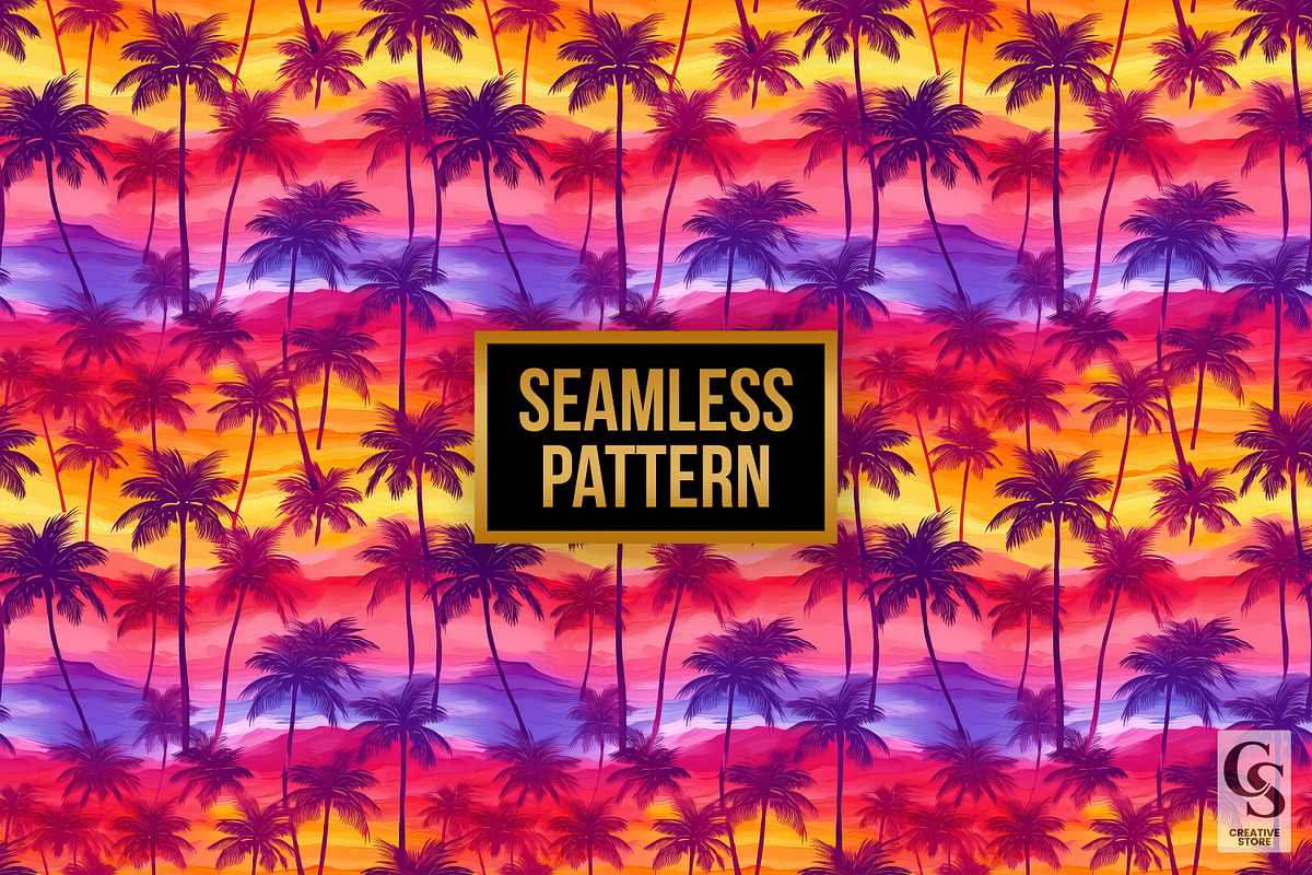 Tropical Summer Sunset Digital Paper, a Pattern Graphic by Creative Store (Photo 3 of 4)