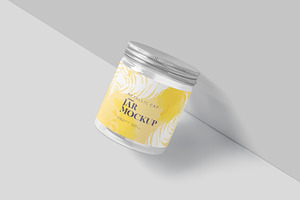 Metallic Cap Transparent Jar Mockups