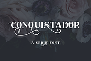 Conquistador Serif with Flourishes, a Serif Font by Beck McCormick (Thumbnail 1 of 6)