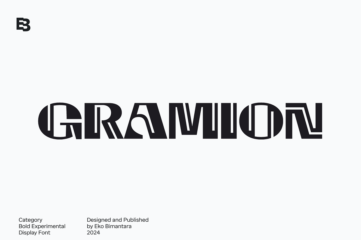 Gramion; Experimental Display Font, a Sans Serif Font by Eko Bimantara (Photo 1 of 6)