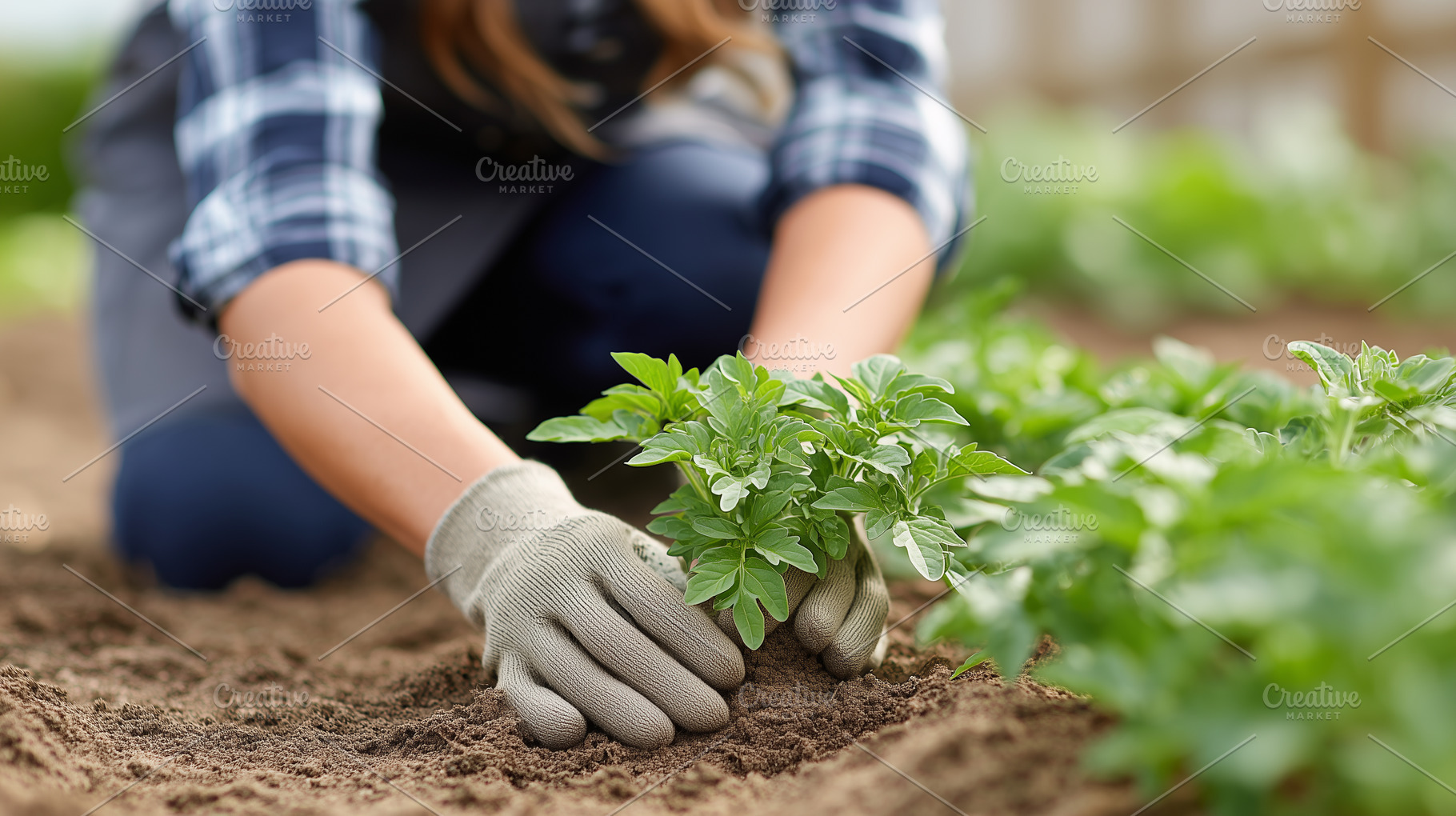 Gardener planting young green seed, a Nature Photo by MistyDay