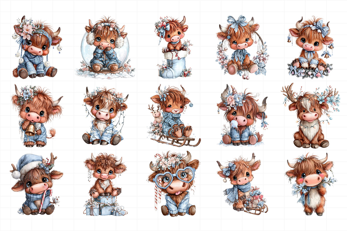 Cute & Funny Festive Highland Cow, an Illustration by Daily.Designs (Photo 5 of 5)