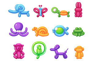 Cartoon Balloon Toys. Animal Shapes