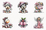 Pink Christmas Clipart Bundle, a Seasonal Illustration by fashionaddict (Thumbnail 2 of 7)