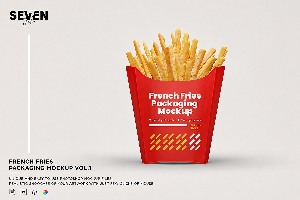 French Fries Cone Mockup, an Advertising Mockup by Se٧enStudio (Photo 1 of 2)