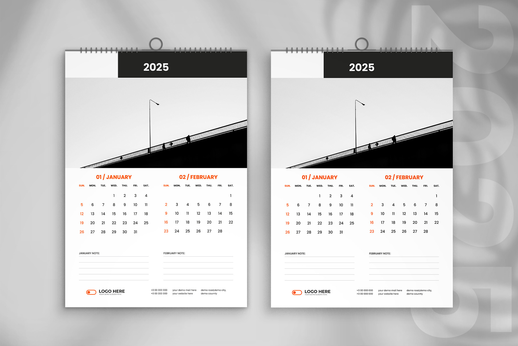2025 wall calendar design template, a Stationery Template by Tanmoy Topu