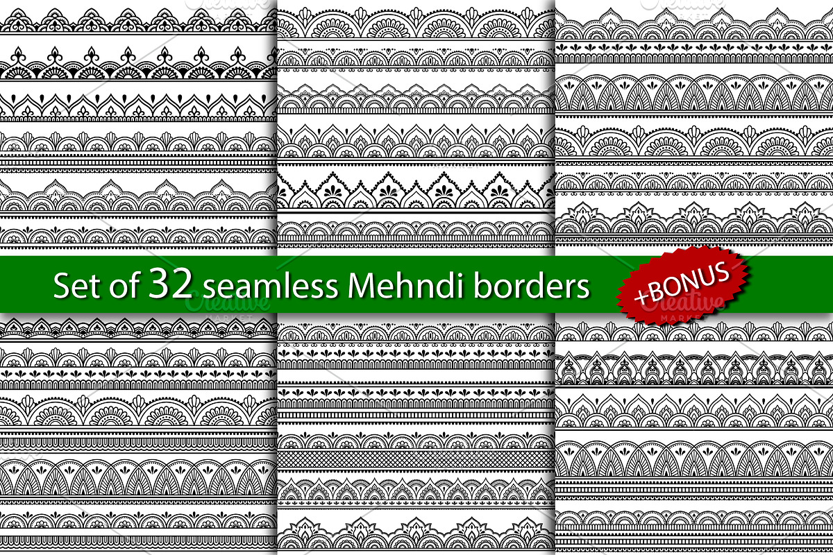 Set of 32 seamless borders, a Pattern Graphic by Katika Shop (Photo 1 of 6)