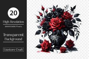 Gothic Roses In Vase Clipart