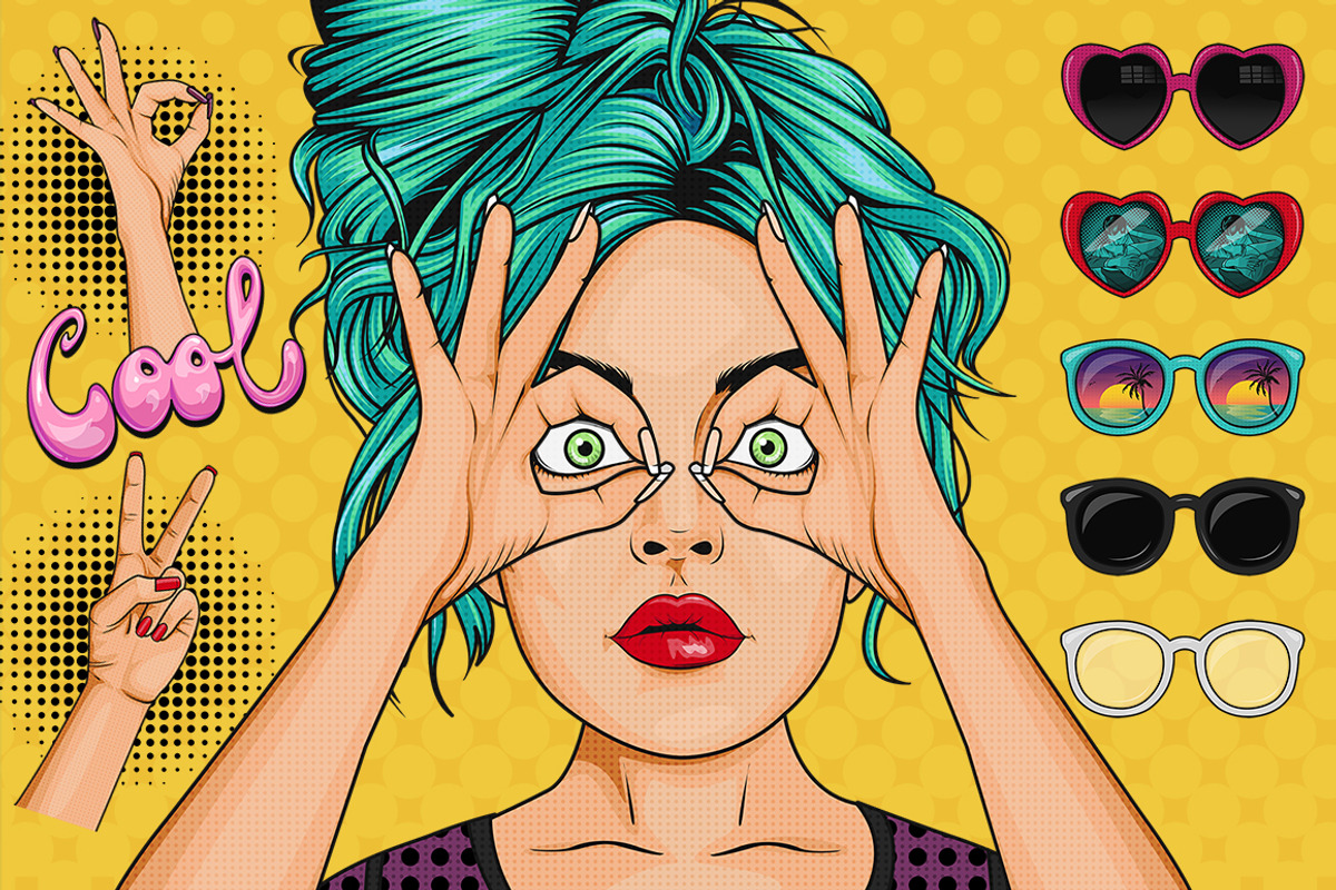 Comic Style Pop Art Girls, an Illustration by Dapper Dudell (Photo 3 of 7)
