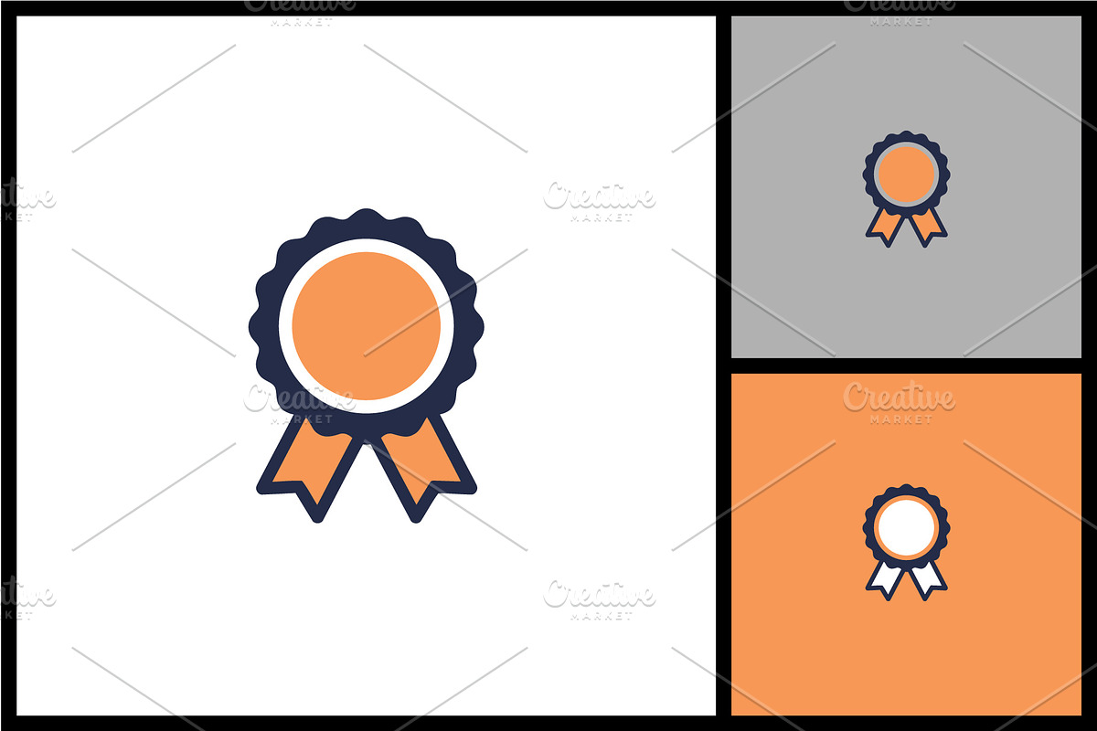 Blue and Orange Award Ribbon Medal, a Solid Icon by quadrazo