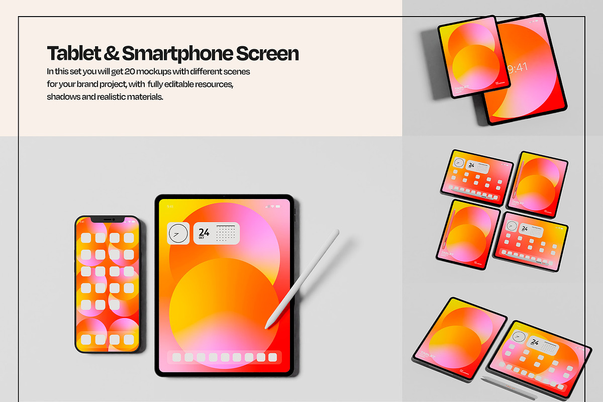 Tablet & Phone Screen Mockup Set, an iPad Mockup by Mego-studio (Photo 3 of 7)