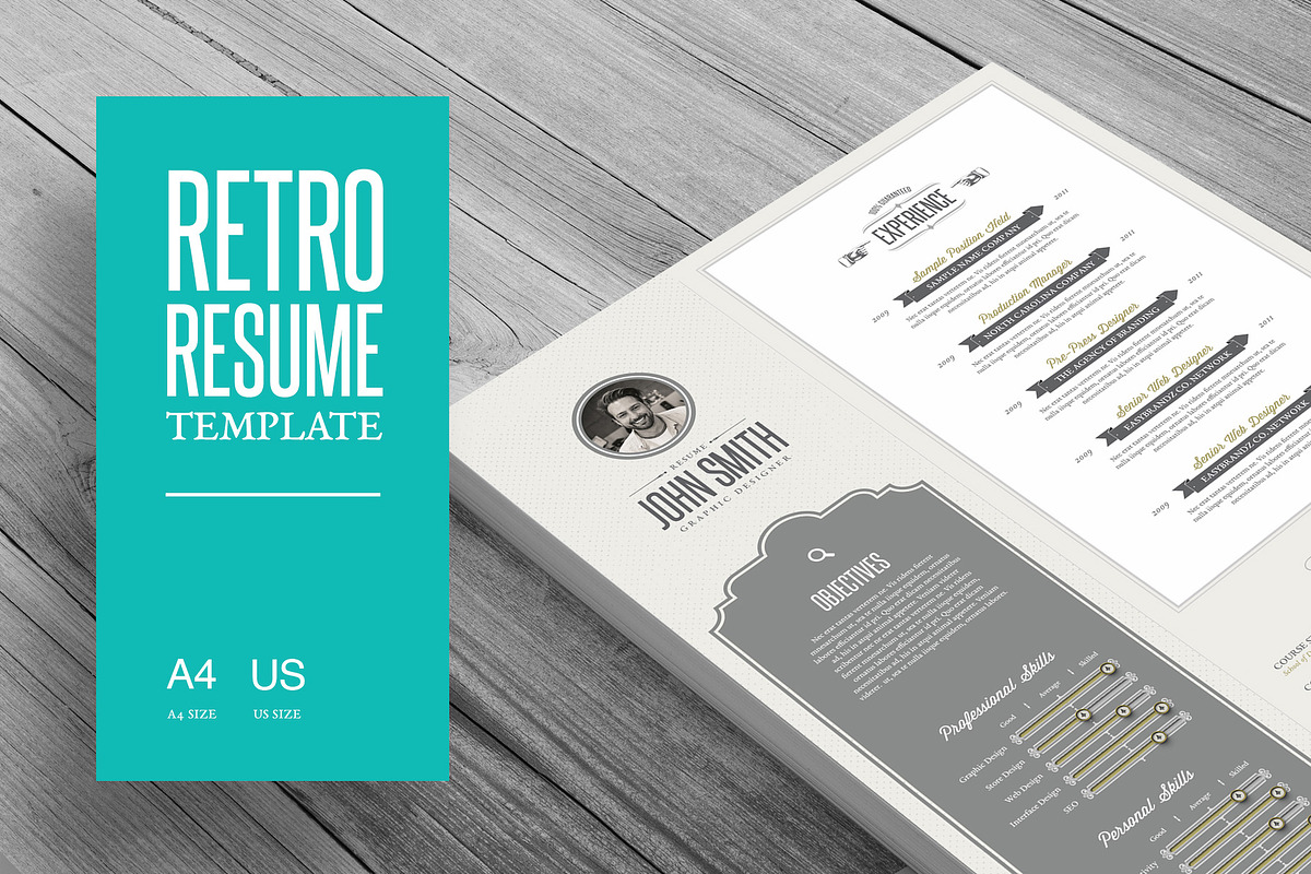 Retro Resume Template, a Resume Template by Easybrandz (Photo 1 of 4)