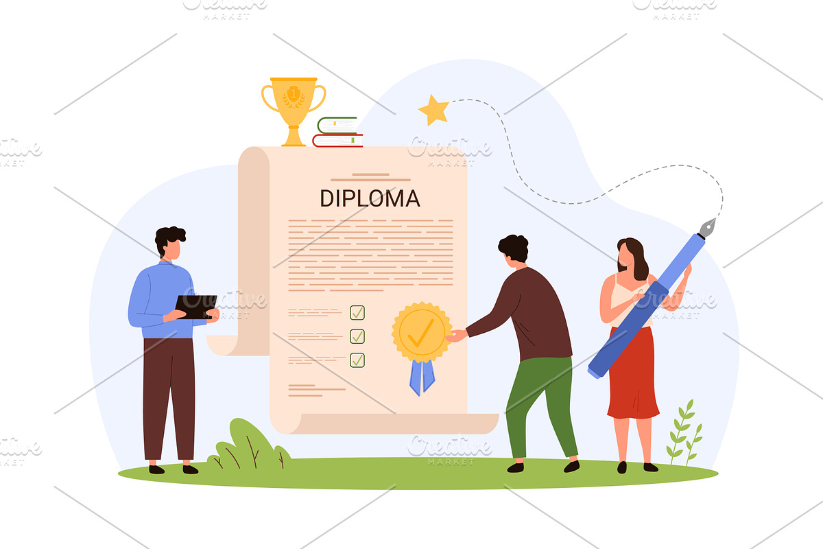 Graduation, diploma, certificate of, an Object Illustration by Flashvector