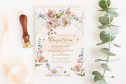Peach Floral Baptism Invitation Card, an Invitation Template by Squirrel92 (Thumbnail 1 of 2)