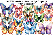 Whimsical Butterfly Clipart, an Illustration by Black Bird Studio (Thumbnail 1 of 5)
