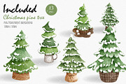 Christmas Tree Watercolor Clipart, an Illustration by Chonnieartwork (Thumbnail 3 of 4)