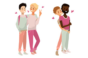 Gay People Vector Valentine Set