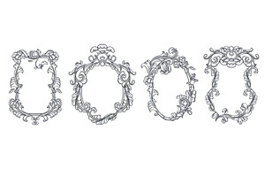 Baroque frames. Outline engraved, an Illustration by YummyBuum