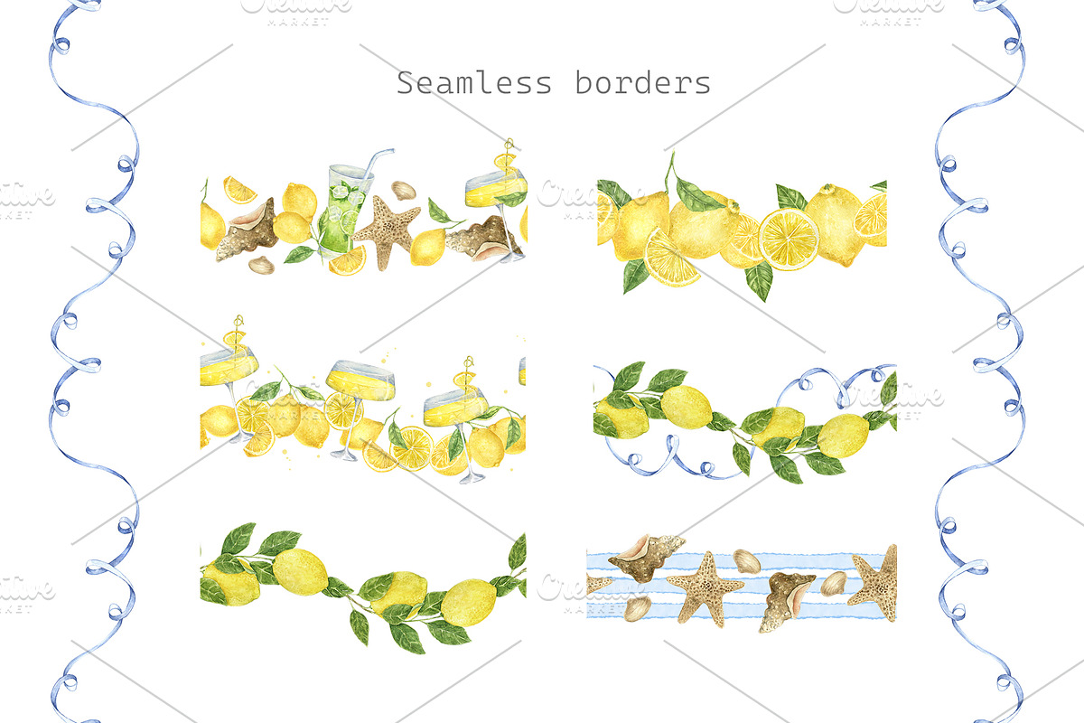 Azure and Lemons watercolor clipart, a Food Illustration by Eves_Aquadreams (Photo 3 of 10)