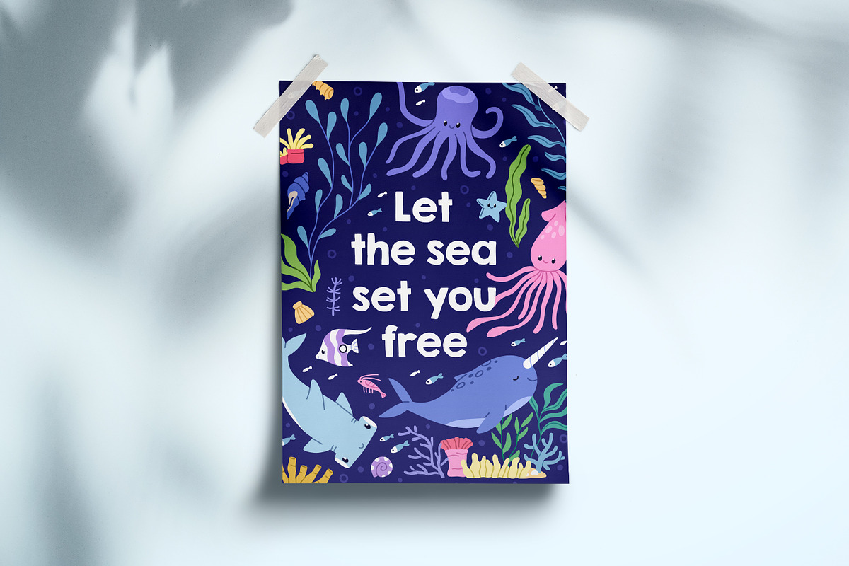 Marine life. Sea set, banner, cards, an Animal Illustration by Good Studio (Photo 12 of 12)