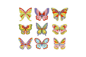 Groovy colorful butterfly pattern, an Illustration by pikepicture