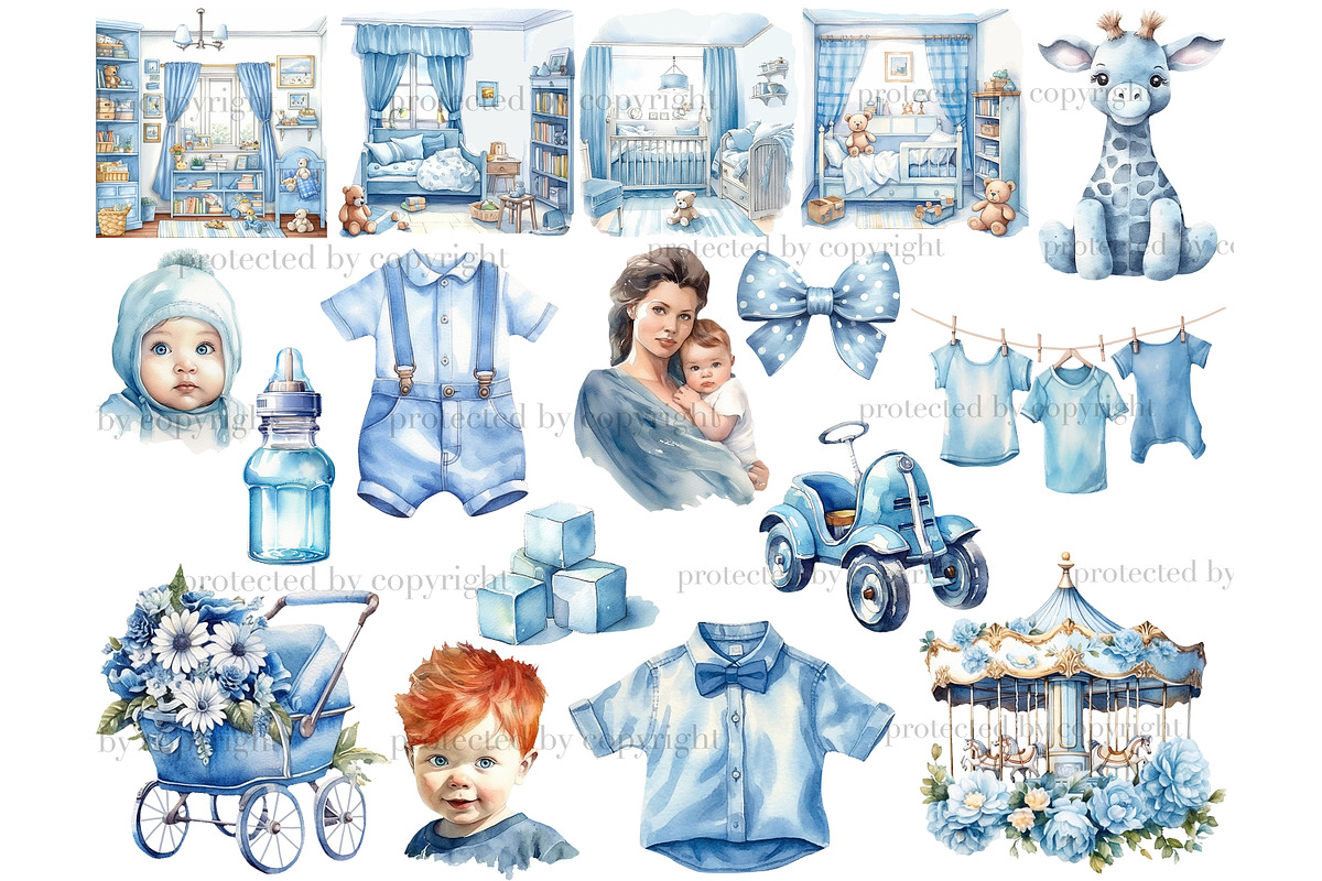 Baby Boy Clipart Bundle, a Person Illustration by GlamArtZhanna (Photo 4 of 5)