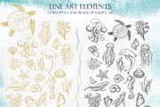 Ocean Watercolor & Gold Collection, a Decorative Illustration by InstaDesignPro (Thumbnail 8 of 13)