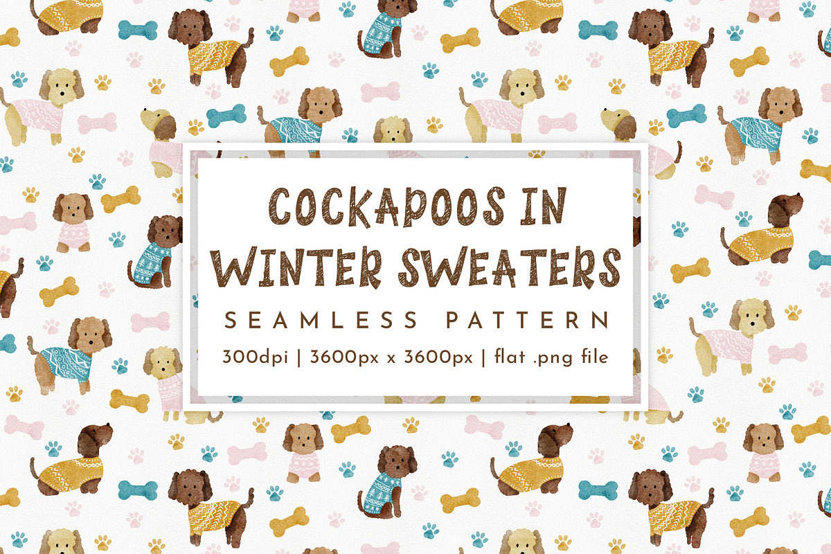Dogs in Sweaters Seamless Pattern, a Pattern Graphic by Rebecca Flaherty (Photo 1 of 3)