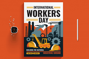 Labour Day Flyer Template, a Flyer Template by MightyDesign