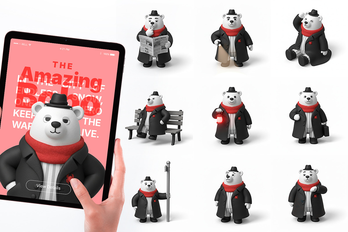 Bobo Spider-Noir, Clay 3D Clipart, a Seasonal Illustration by FactoryType Studio (Photo 2 of 9)